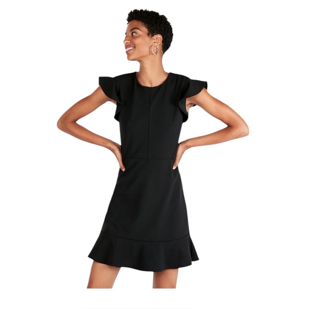 Express Women's Black Ruffle Sleeve Mini Dress, Size XS